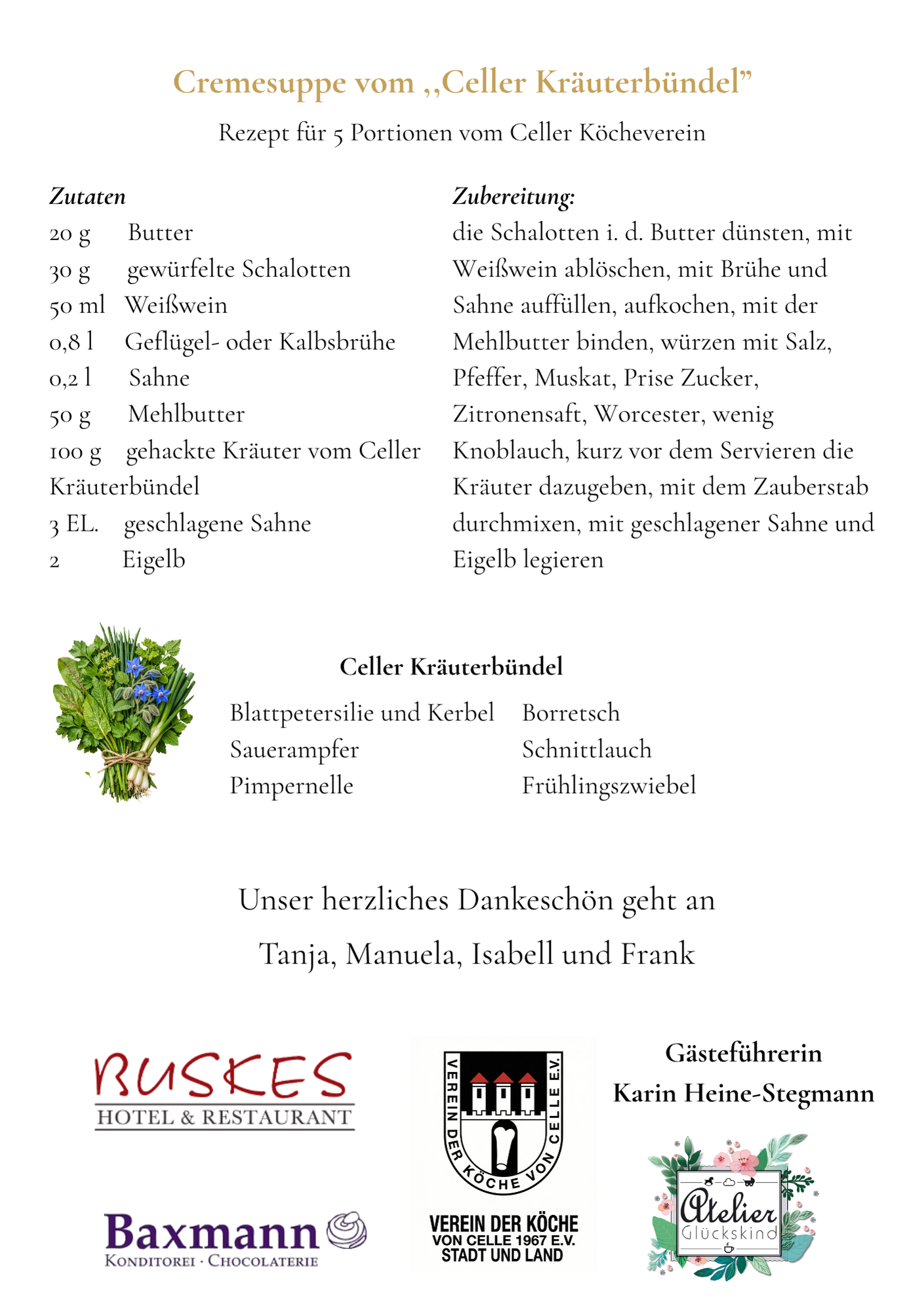 ImmoKoch Tischkarte mit Rezept